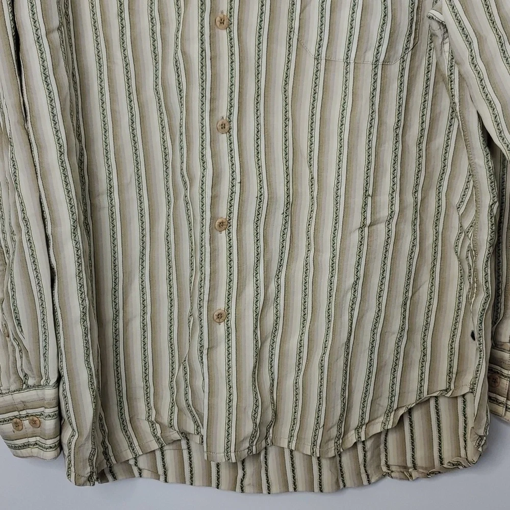 Tommy Bahama Button Down Shirt Vertical Striping Collar Island Tan Mens XL - Picture 3 of 10